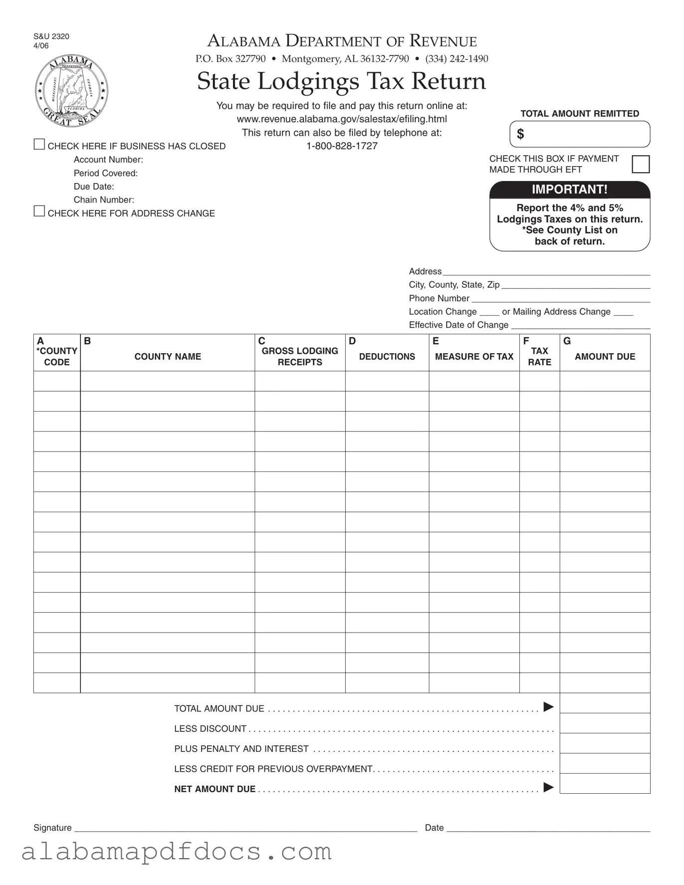 Free Alabama 2320 PDF Template