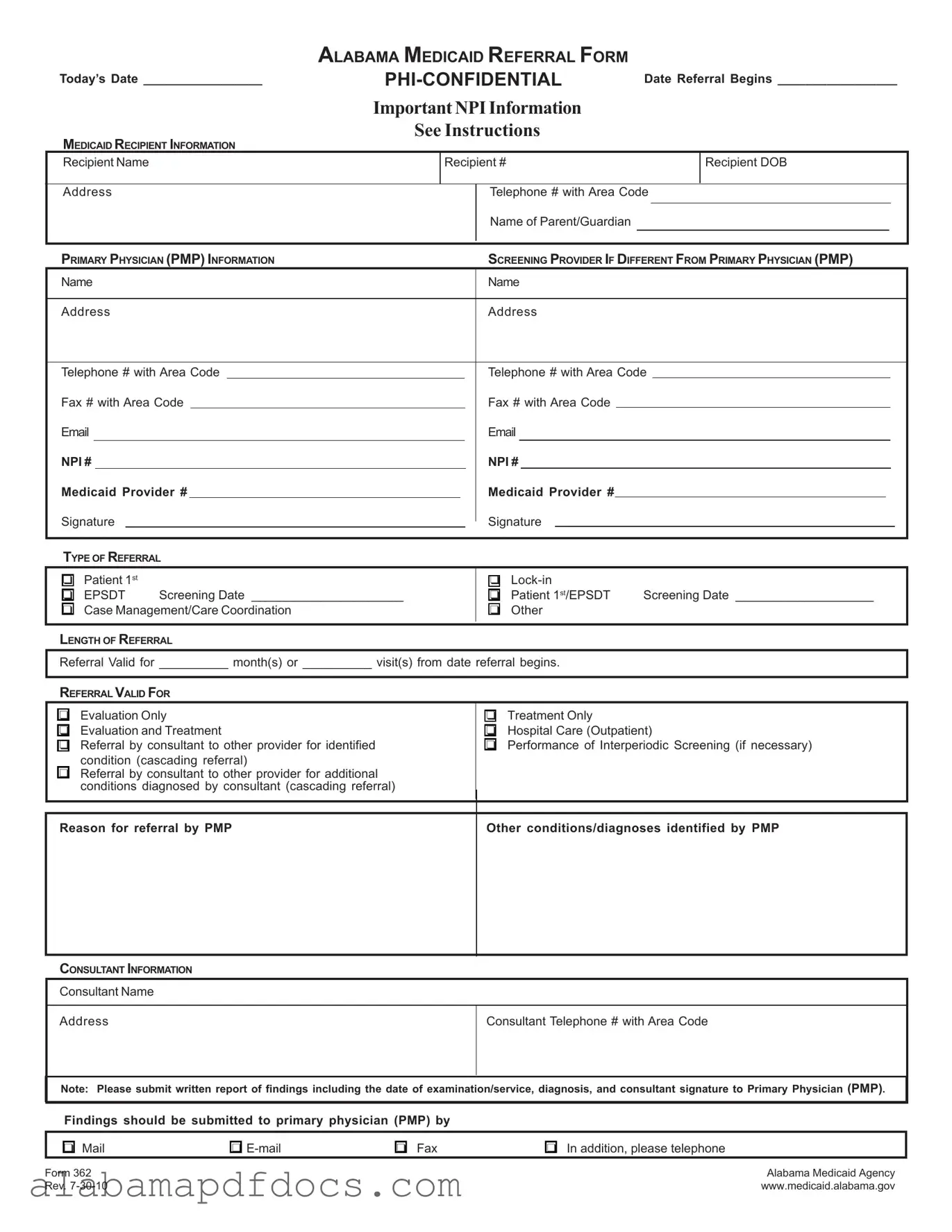 Free Alabama 362 PDF Template