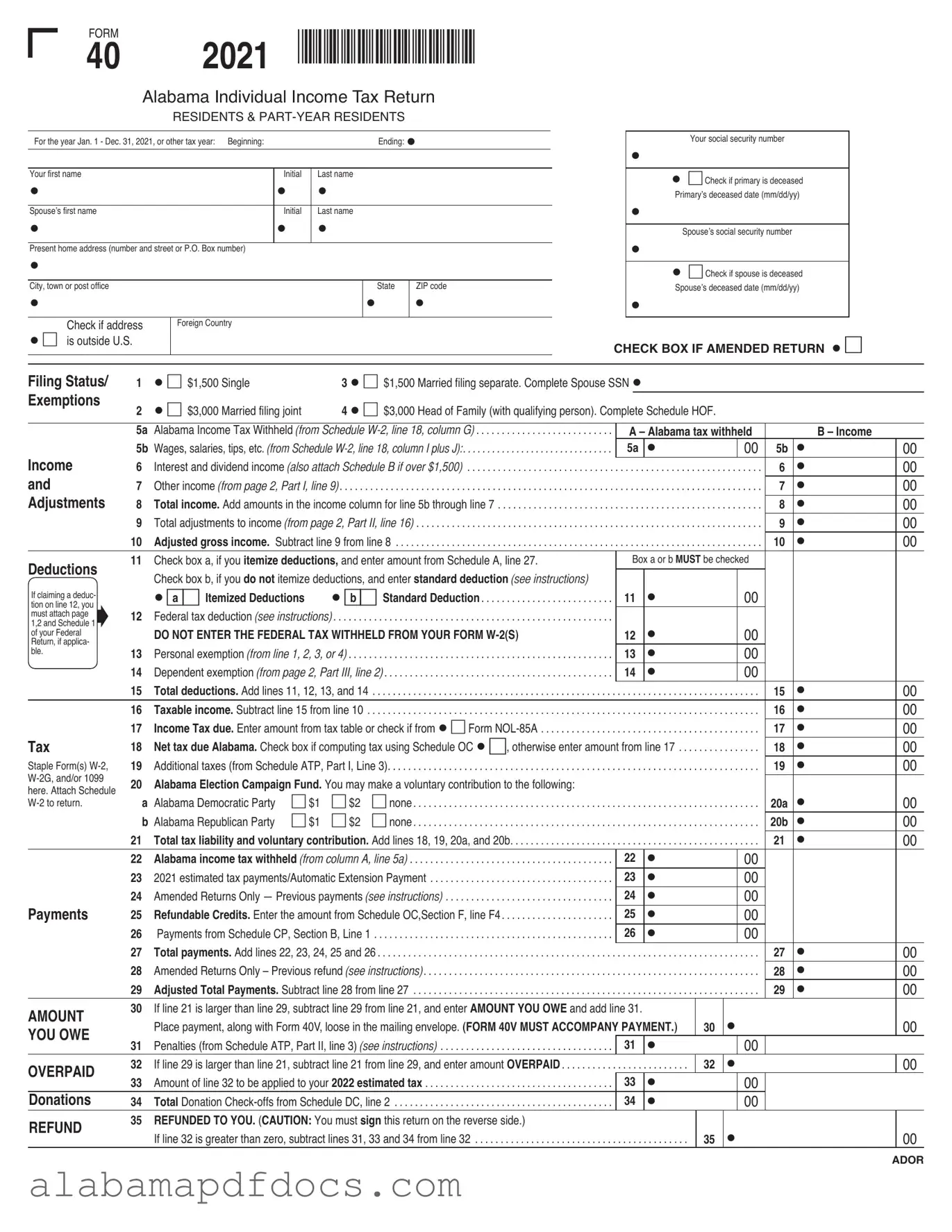 Free Alabama 40 PDF Template