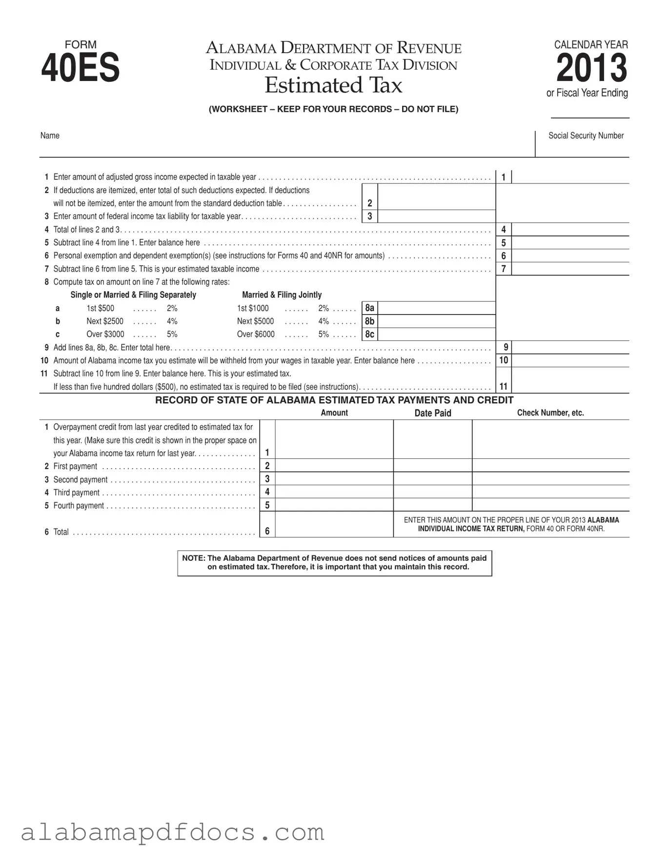 Free Alabama 40Es PDF Template