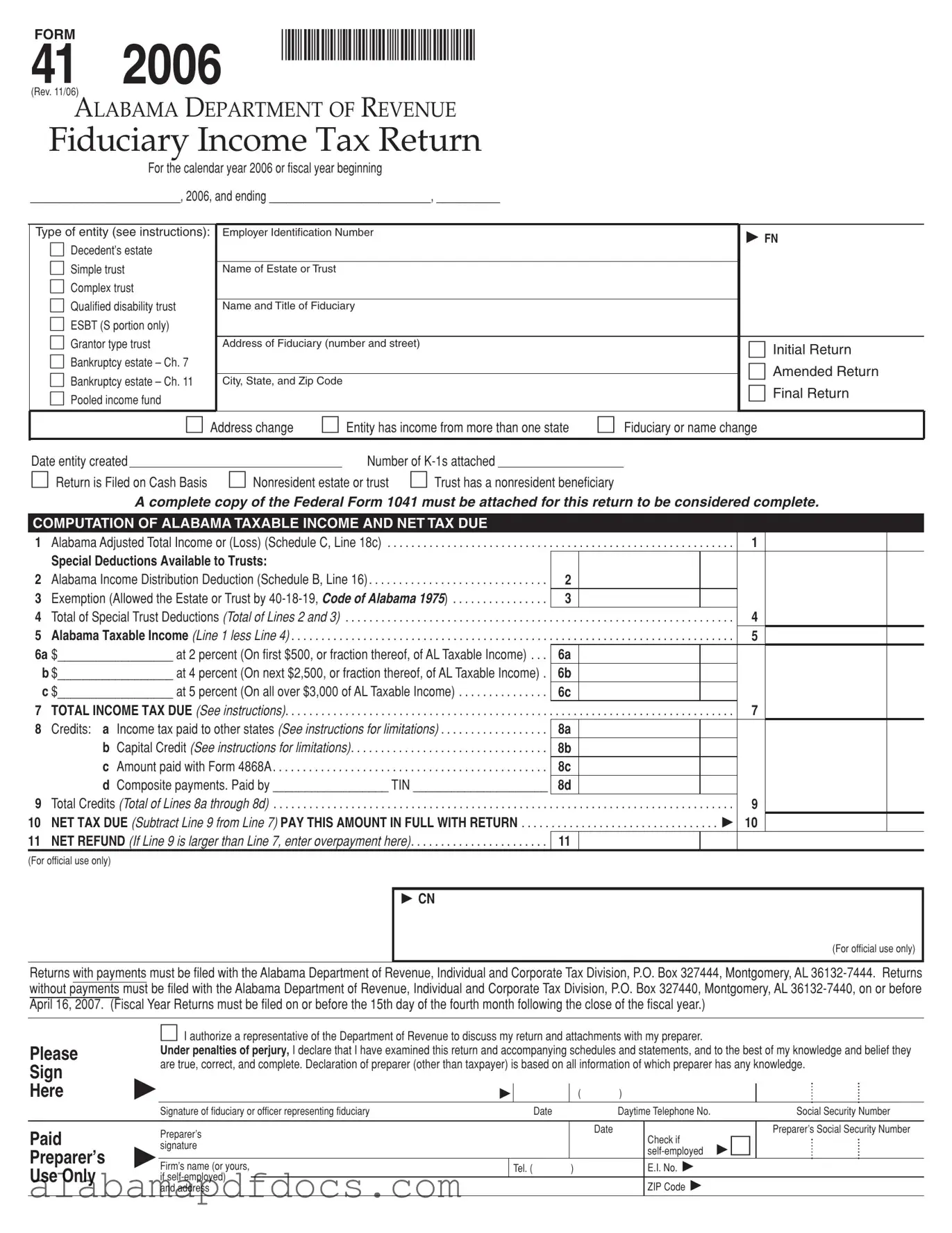 Free Alabama 41 PDF Template