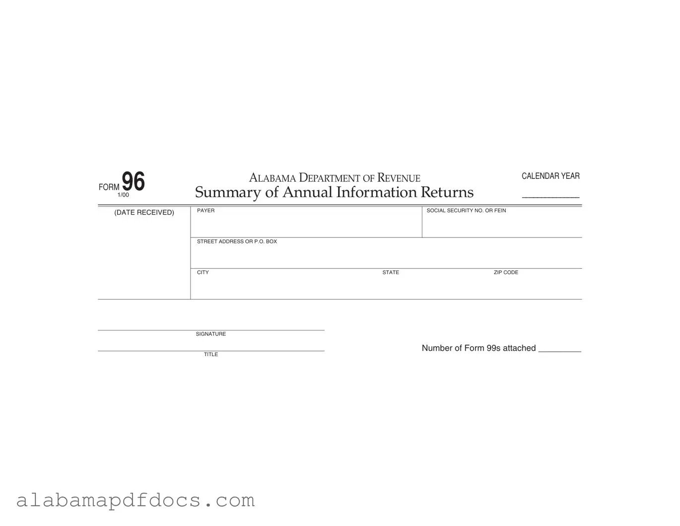 Free Alabama 96 PDF Template