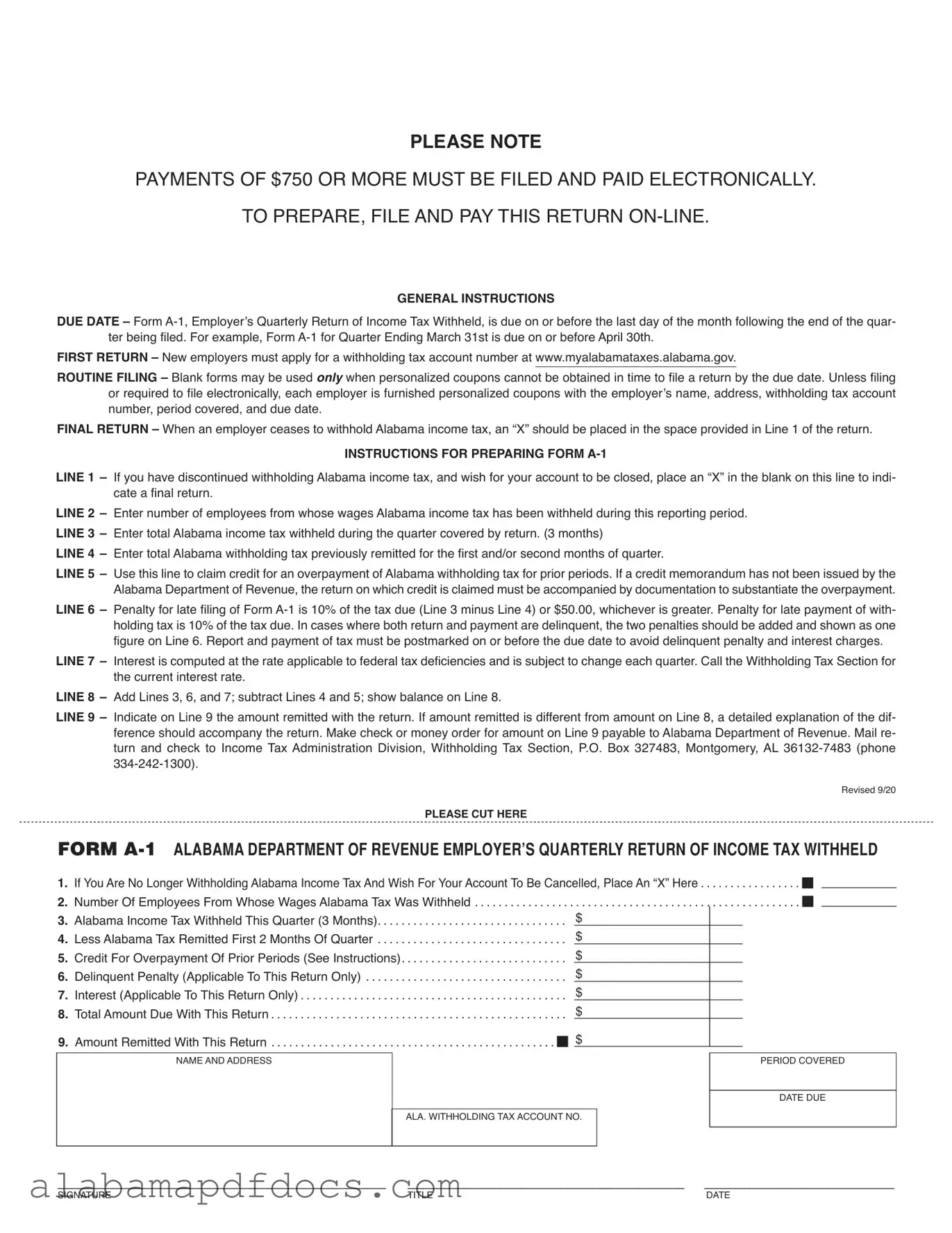 Free Alabama A 1 PDF Template