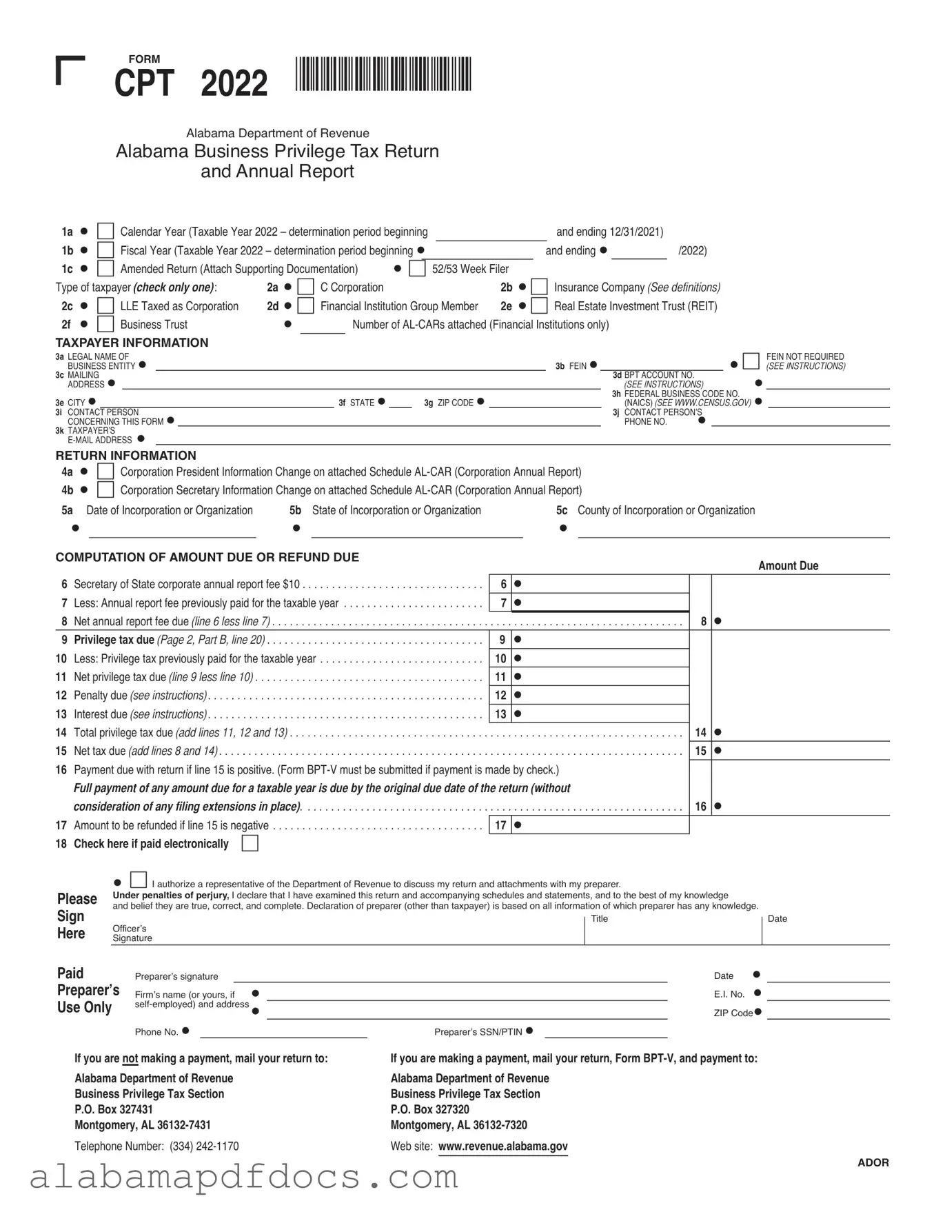 Free Alabama Cpt PDF Template
