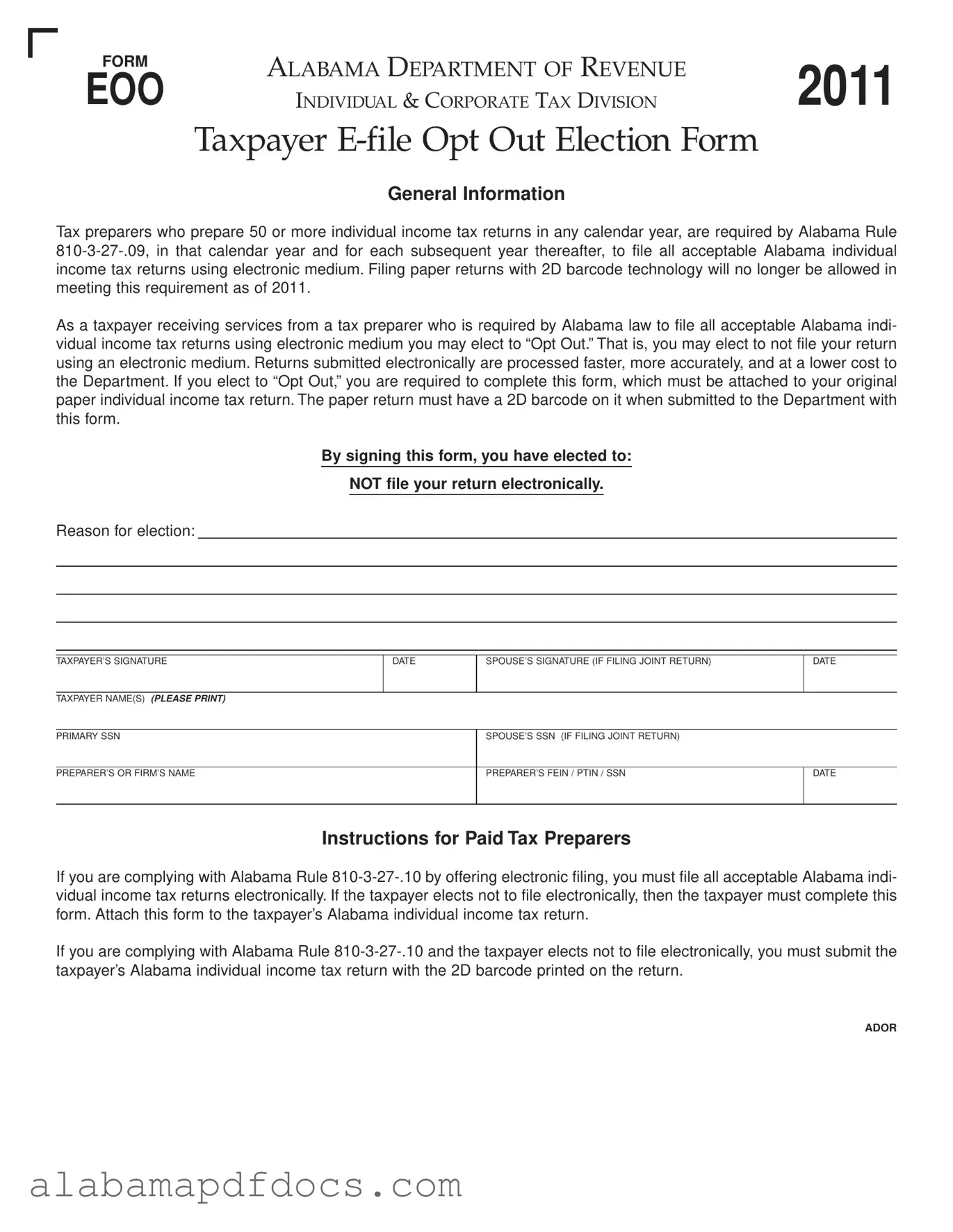 Free Alabama Eoo PDF Template