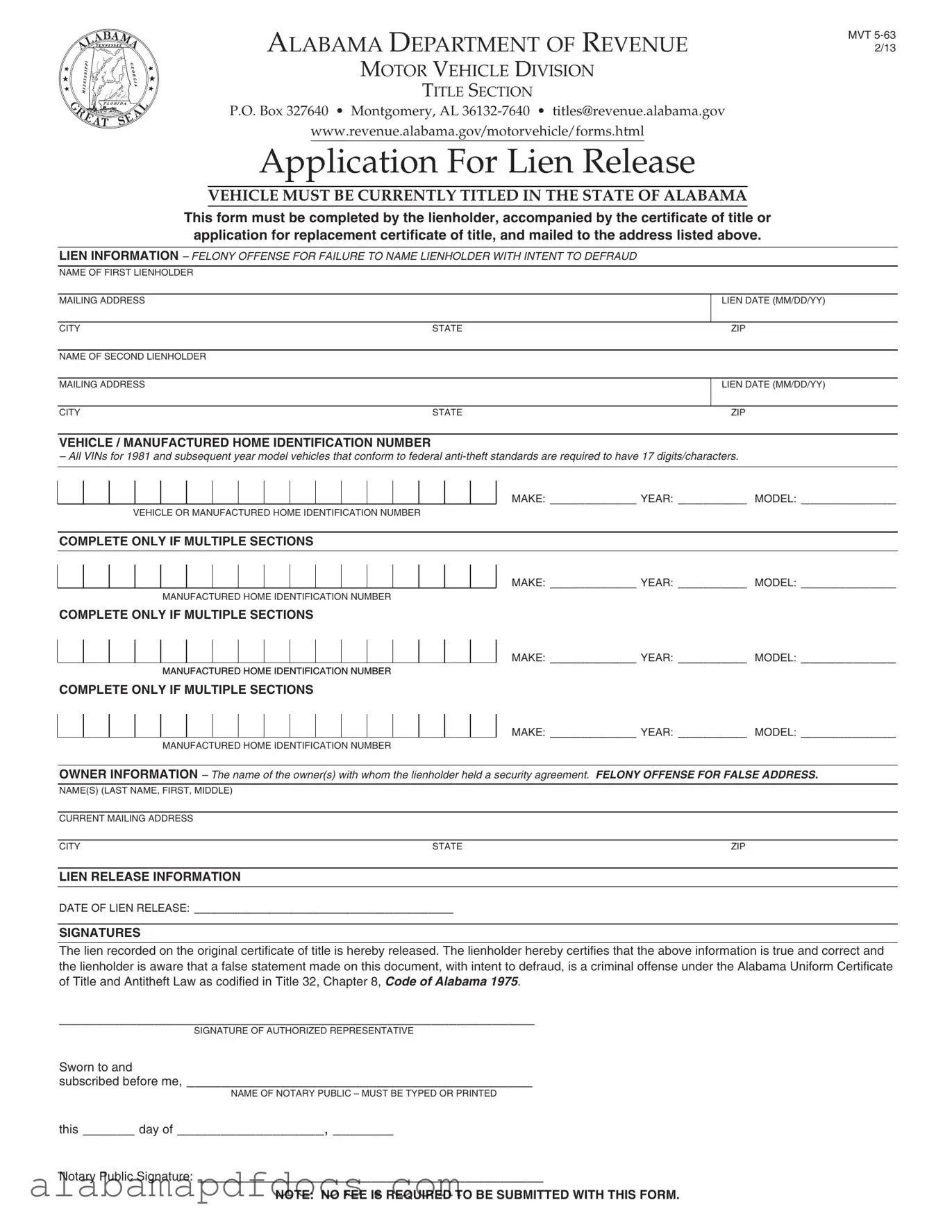 Free Alabama Mvt 5 63 PDF Template