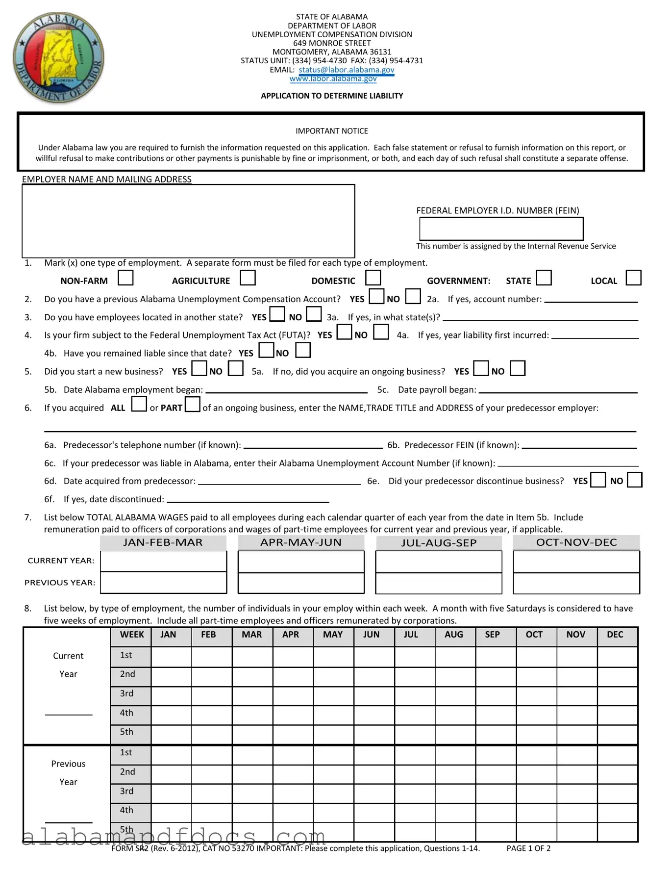 Free Alabama Sr 2 PDF Template