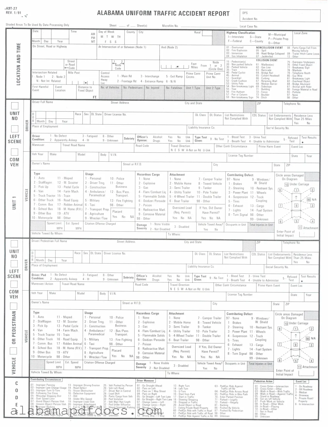 Free Alabama Uniform Traffic Report PDF Template