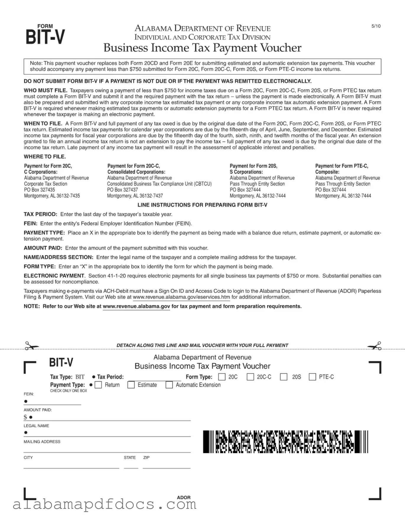 Free Bit V Alabama PDF Template