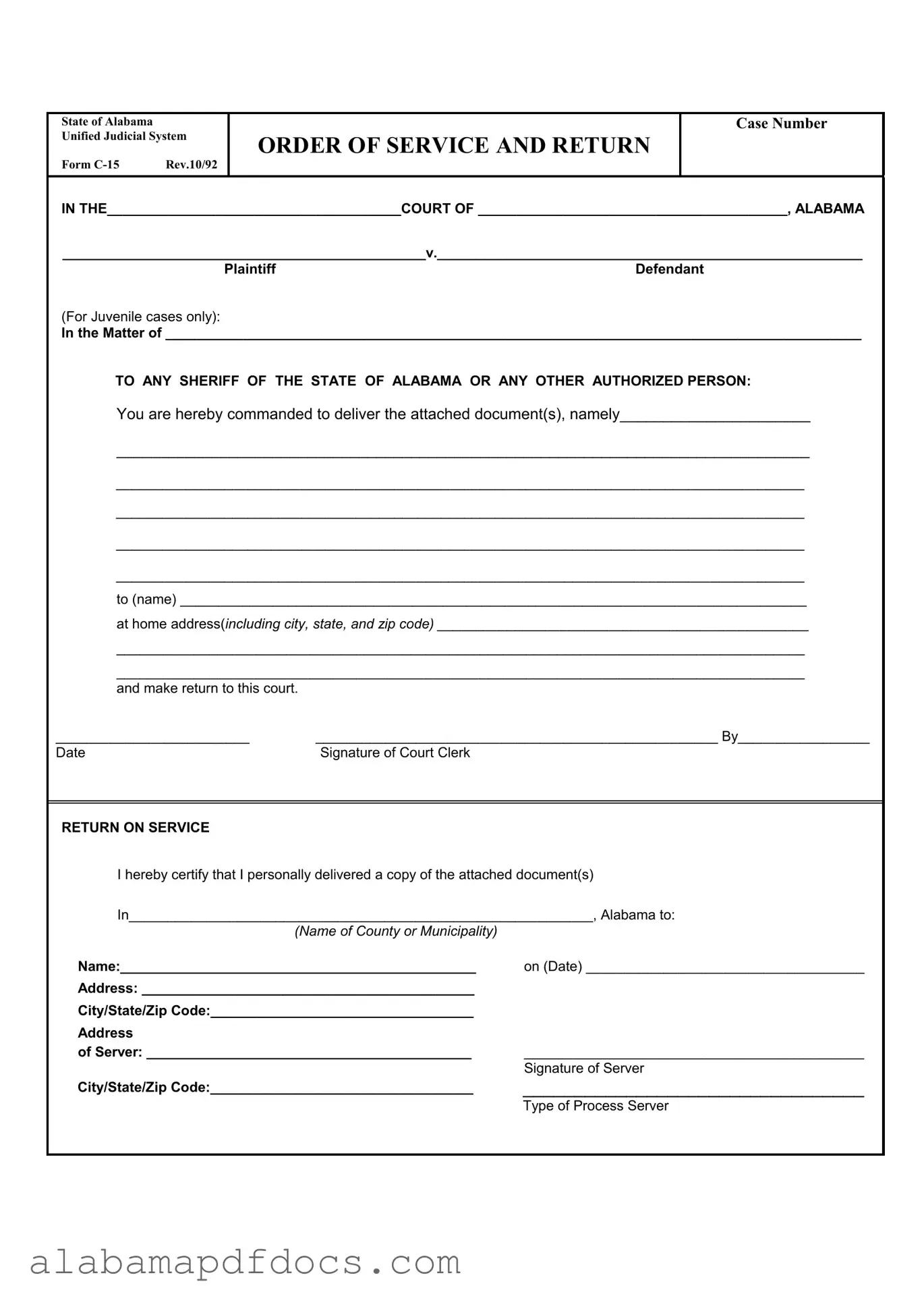 Free C 15 Alabama PDF Template