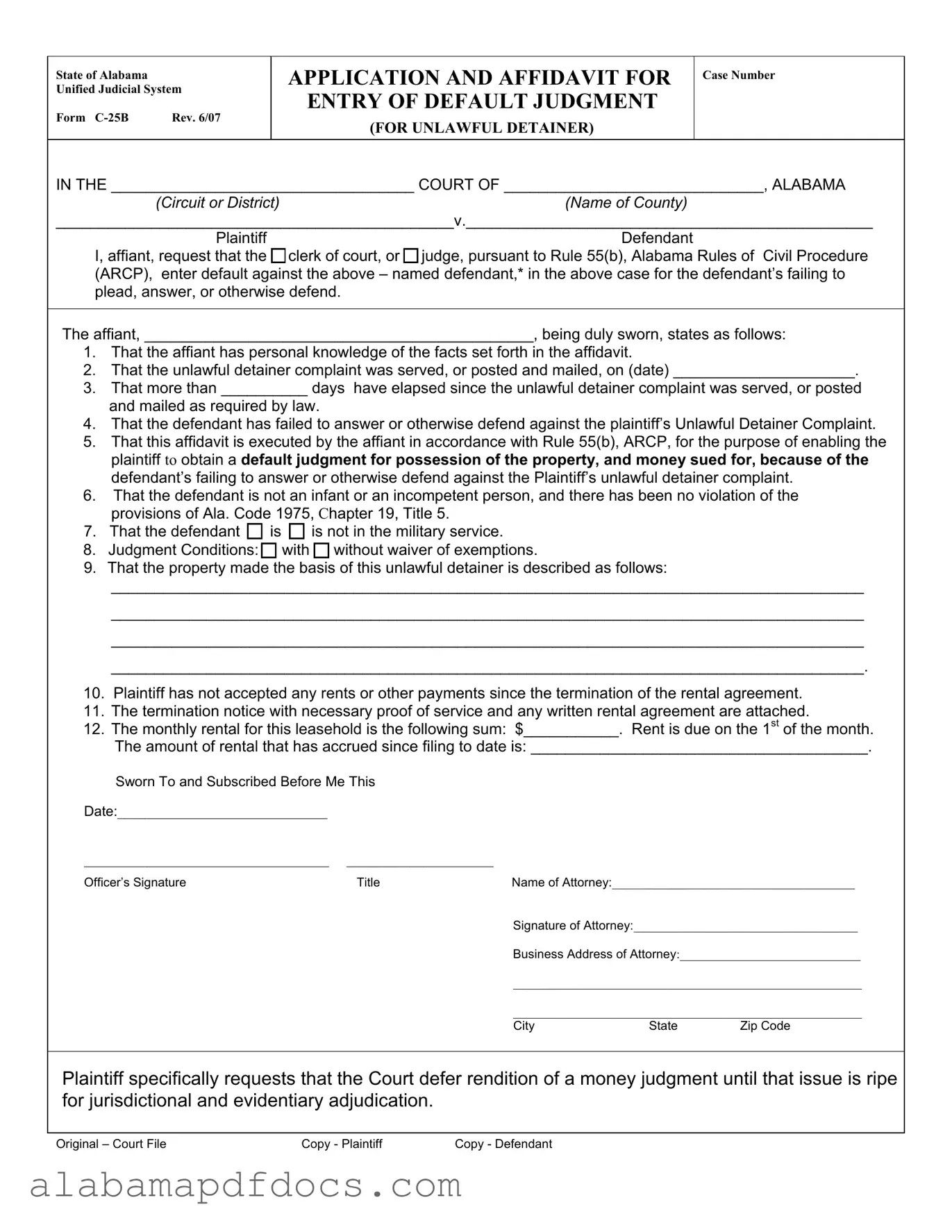 Free C 25B Alabama PDF Template