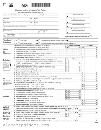 Free Alabama 40 PDF Template