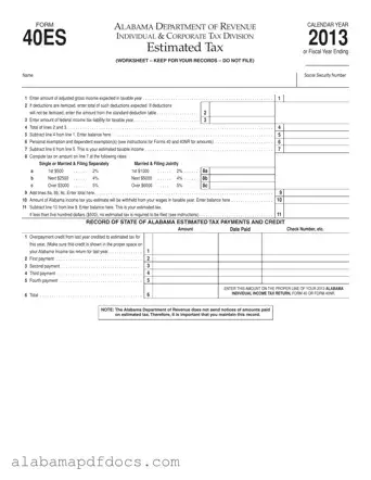 Free Alabama 40Es PDF Template