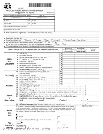 Free Alabama 40X PDF Template