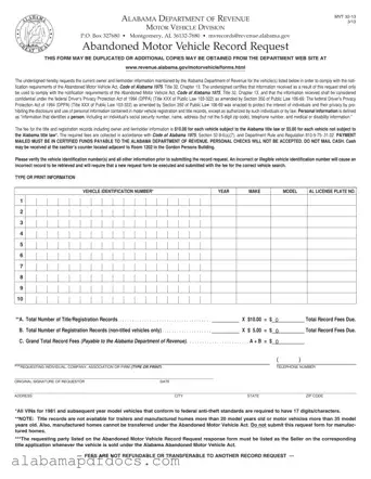 Free Alabama Abandoned Vehicle PDF Template