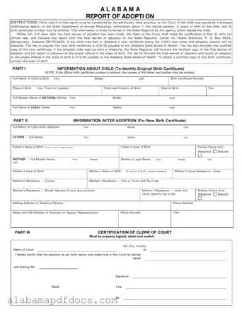 Free Alabama Adoption Report PDF Template