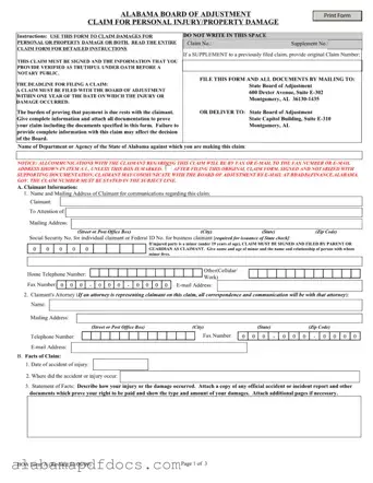 Free Alabama Boa A PDF Template