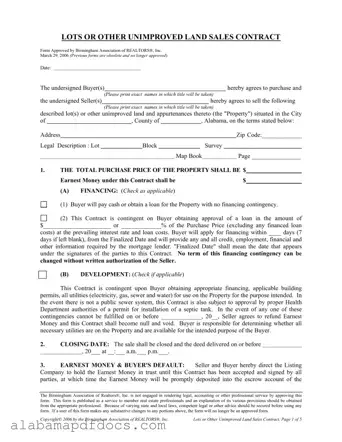 Free Alabama Land Sales Contract PDF Template