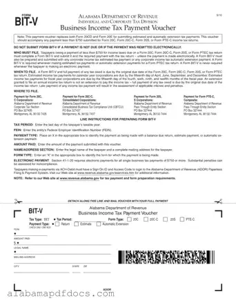 Free Bit V Alabama PDF Template